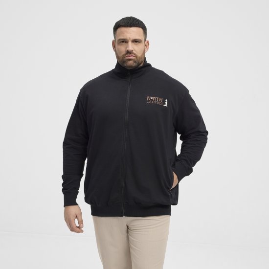 North Latitude Sweatshirt Cardigan Black - Puloverji & jopice - Moški Puloverji & Jopice za Močnejše Postave