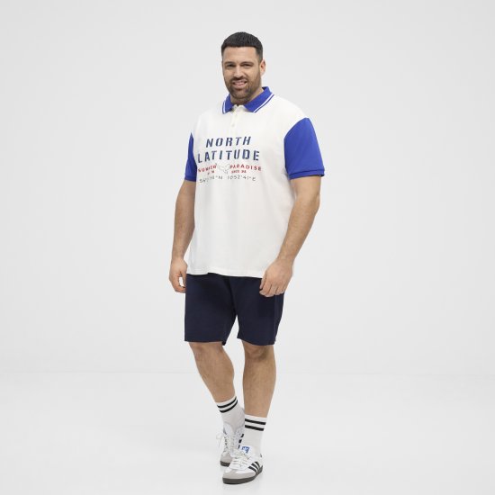 North Latitude Polo Short Sleeve Blue And White - Polo majice - Moške Polo Majice za Močnejše Postave