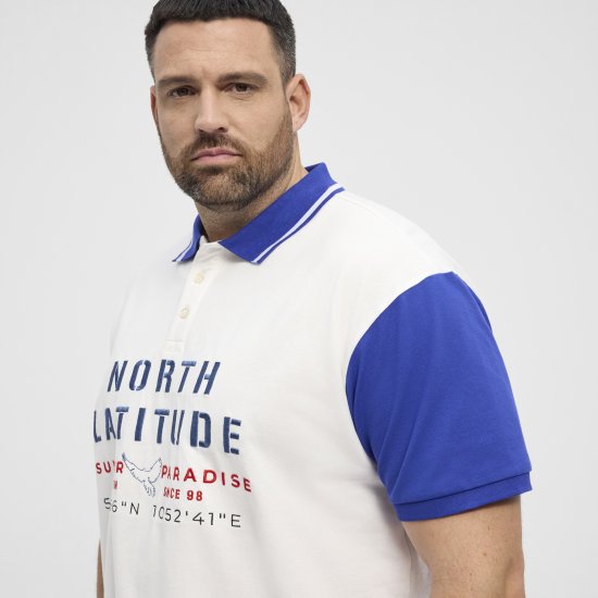North Latitude Polo Short Sleeve Blue And White - Polo majice - Moške Polo Majice za Močnejše Postave