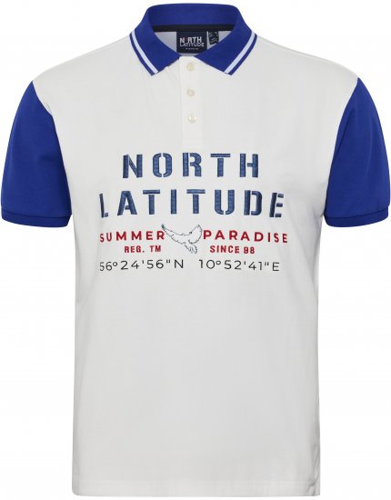 North Latitude Polo Short Sleeve Blue And White - Polo majice - Moške Polo Majice za Močnejše Postave