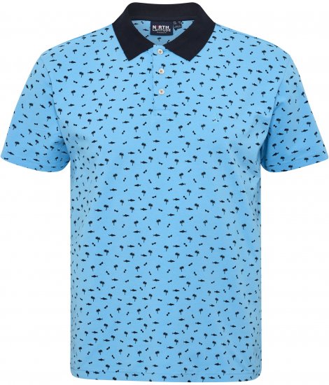 North Latitude Polo Pique Printed Turquoise TALL - MOŠKA OBLAČILA MT-6XLT - DALJŠI kroji