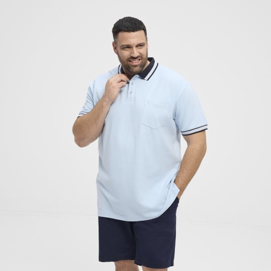 North Latitude Polo Pique Short Sleeve Light Blue - Polo majice - Moške Polo Majice za Močnejše Postave