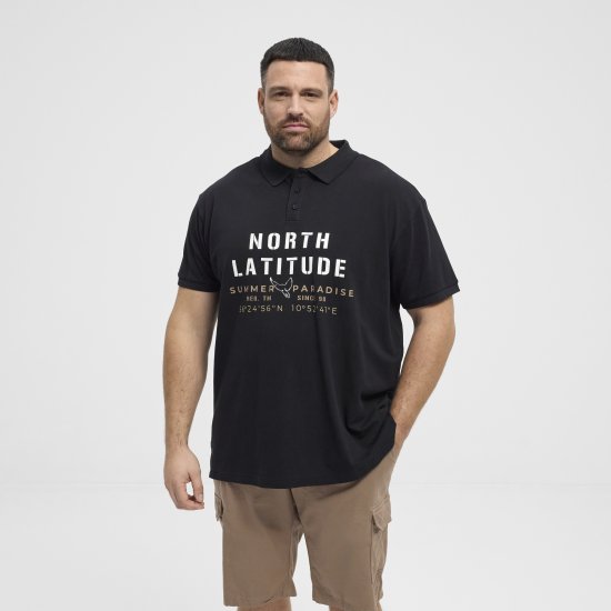 North Latitude Polo Pique Short Sleeve Black - Polo majice - Moške Polo Majice za Močnejše Postave