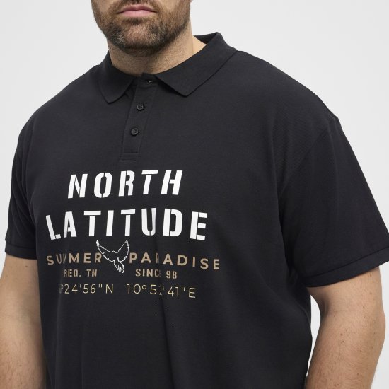 North Latitude Polo Pique Short Sleeve Black - Polo majice - Moške Polo Majice za Močnejše Postave