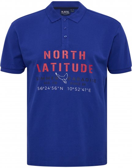 North Latitude Polo Pique Print Short Sleeve Cobalt Blue - Polo majice - Moške Polo Majice za Močnejše Postave
