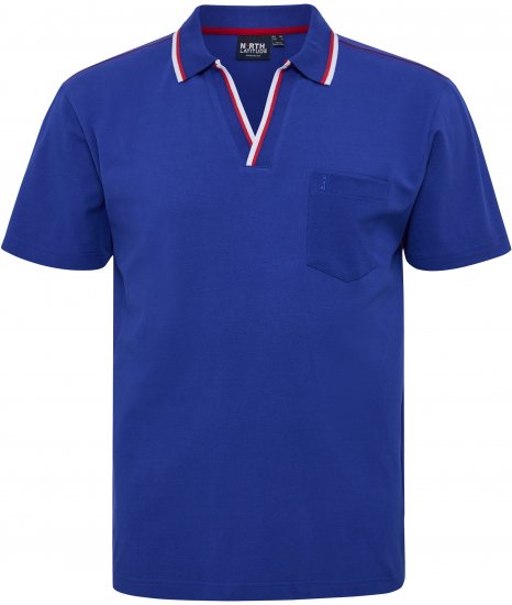 North Latitude Polo Pique V-Neck Blue - Polo majice - Moške Polo Majice za Močnejše Postave