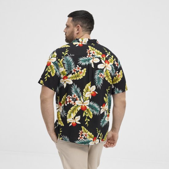 North Latitude Shirt Short Sleeve Printed Allover Black - Srajce - Moške srajce za Močnejše Postave