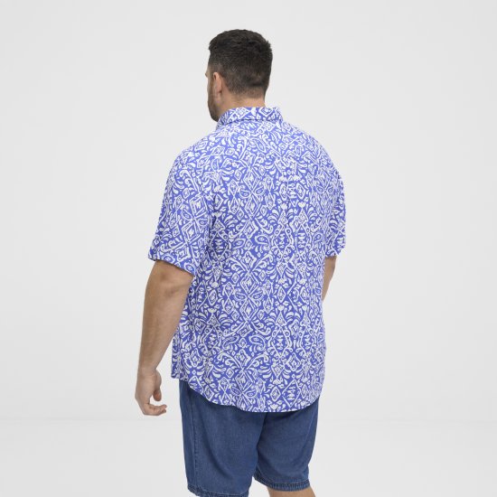 North Latitude Shirt Denim Printed Allover Blue - Srajce - Moške srajce za Močnejše Postave