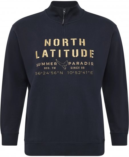North Latitude Sweatshirt Half-Zip Navy - MOŠKA OBLAČILA MT-6XLT - DALJŠI kroji