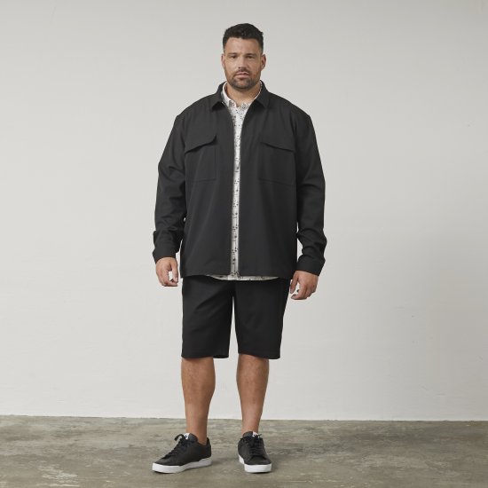 North Latitude 61106 Overshirt V Oblekarskem Slogu S Polno Zadrgo Črn - Jakne - Moške bunde za Močnejše Postave