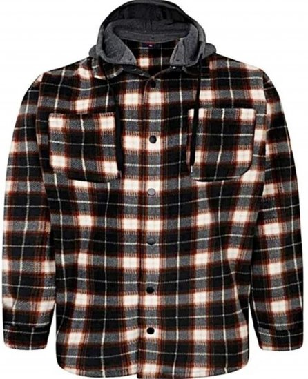 Espionage Fleece Shirt Jacket with Removable Hood Black - Jakne - Moške bunde za Močnejše Postave