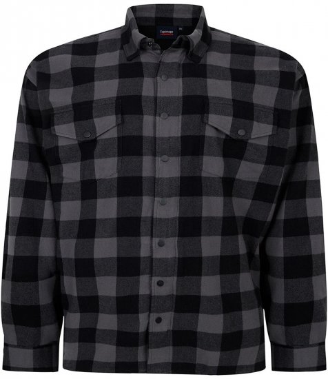 Espionage SH423 Checked Overshirt Black/Charcoal - Srajce - Moške srajce za Močnejše Postave