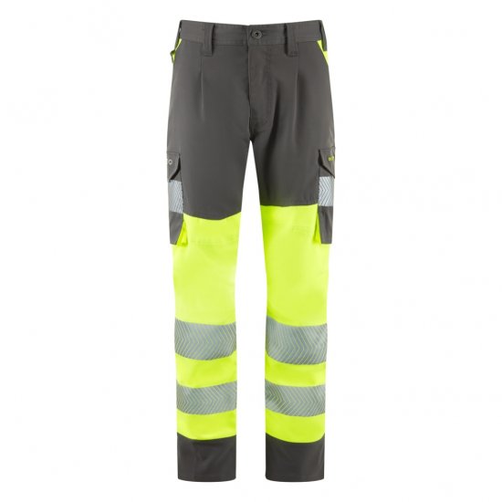 Leo Beckamoor Leo EcoViz Womens Stretch Cargo Trousers Yellow/Grey - Delovne Obleke - 