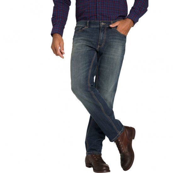 JP1880 Jeans Straight Fit Super Stretch Denim Used Blue - Kavbojke & hlače - Moške Kavbojke in Hlače za Močnejše Postave