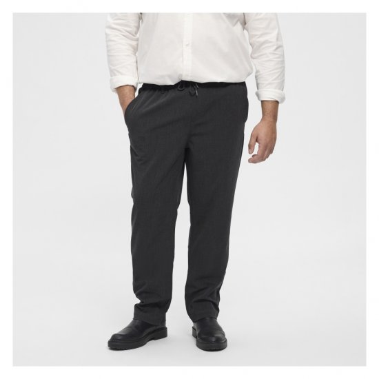 North Latitude Dress Pants Elastic Waist Dark Grey Melange - Hlače - Moške Hlače za Močnejše Postave