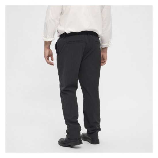 North Latitude Dress Pants Elastic Waist Dark Grey Melange - Hlače - Moške Hlače za Močnejše Postave