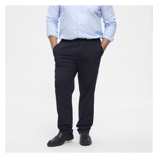 North Latitude Dress Pants Elastic Waist Navy Blue - Hlače - Moške Hlače za Močnejše Postave