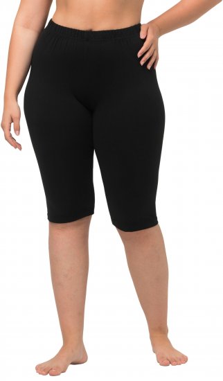 Ulla Popken Stretch Knit Bike Shorts Black - Kavbojke & Hlače v Velikih Številkah – Plus Size - 