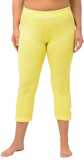 Ulla Popken Basic Stretch Knit Capris Yellow - Kavbojke & Hlače v Velikih Številkah – Plus Size - 