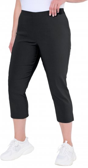 Ulla Popken Stretch Basic Bengaline Capri Pants Black - Kavbojke & Hlače v Velikih Številkah – Plus Size - 