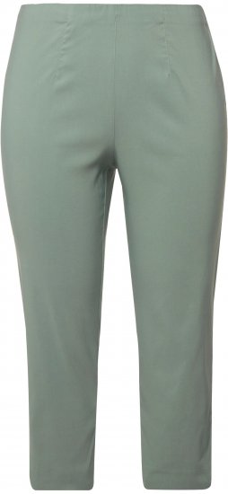 Ulla Popken Stretch Basic Bengaline Capri Pants Light Moss Green - Kavbojke & Hlače v Velikih Številkah – Plus Size - 