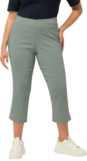 Ulla Popken Stretch Basic Bengaline Capri Pants Light Moss Green - Kavbojke & Hlače v Velikih Številkah – Plus Size - 