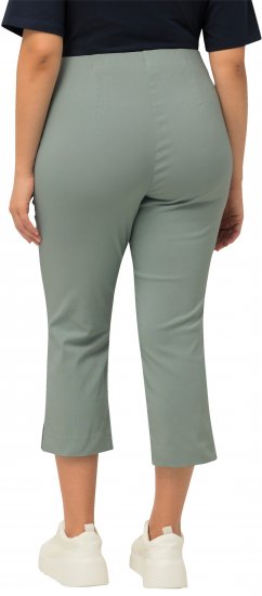 Ulla Popken Stretch Basic Bengaline Capri Pants Light Moss Green - Kavbojke & Hlače v Velikih Številkah – Plus Size - 