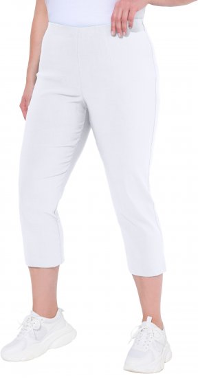 Ulla Popken Stretch Basic Bengaline Capri Pants Snow White - Kavbojke & Hlače v Velikih Številkah – Plus Size - 