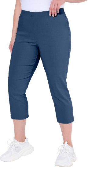 Ulla Popken Stretch Basic Bengaline Capri Pants Denim Blue - Kavbojke & Hlače v Velikih Številkah – Plus Size - 