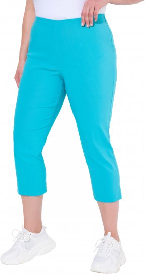 Ulla Popken Stretch Basic Bengaline Capri Pants Deep Aqua - Kavbojke & Hlače v Velikih Številkah – Plus Size - 