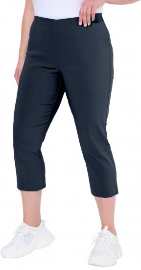 Ulla Popken Stretch Basic Bengaline Capri Pants Navy Blue - Kavbojke & Hlače v Velikih Številkah – Plus Size - 