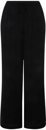 Ulla Popken Viscose Crinkle Drawstring Elastic Waist Pants Black - Kavbojke & Hlače v Velikih Številkah – Plus Size - 