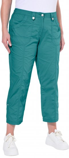 Ulla Popken Roll Tab Hem Stretch Cargo Pants Teal - Kavbojke & Hlače v Velikih Številkah – Plus Size - 