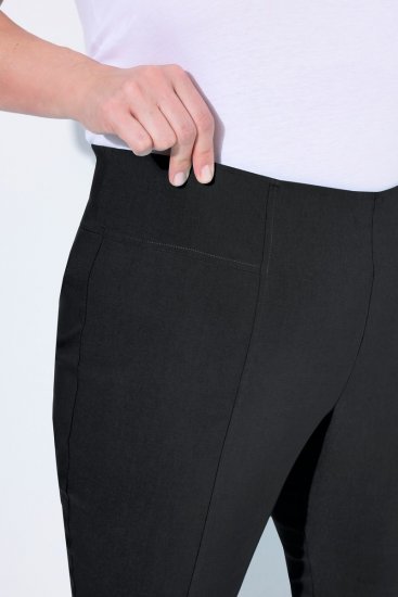 Ulla Popken Bengaline Elastic Waist Stretch Capri Pants Black - Látkové nohavice - Ženske hlače širokih hlačnic