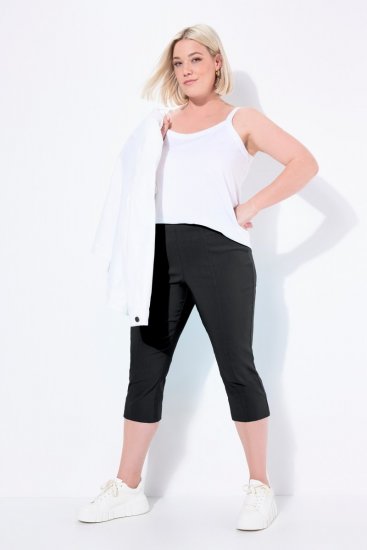 Ulla Popken Bengaline Elastic Waist Stretch Capri Pants Black - Látkové nohavice - Ženske hlače širokih hlačnic