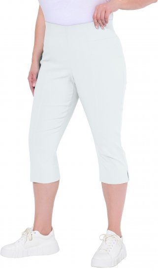Ulla Popken Bengaline Elastic Waist Stretch Capri Pants Snow White - Kavbojke & Hlače v Velikih Številkah – Plus Size - 