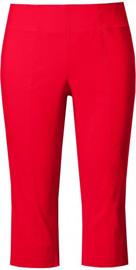 Ulla Popken Bengaline Elastic Waist Stretch Capri Pants Red - Kavbojke & Hlače v Velikih Številkah – Plus Size - 