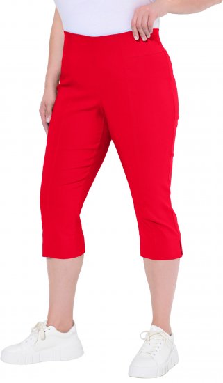 Ulla Popken Bengaline Elastic Waist Stretch Capri Pants Red - Kavbojke & Hlače v Velikih Številkah – Plus Size - 