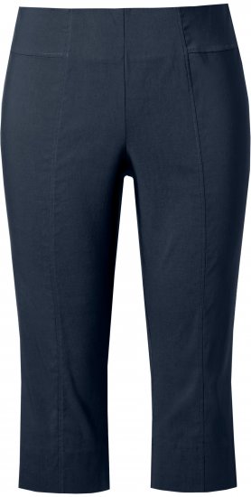 Ulla Popken Bengaline Elastic Waist Stretch Capri Pants Navy Blue - Kavbojke & Hlače v Velikih Številkah – Plus Size - 