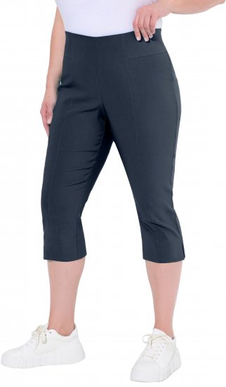 Ulla Popken Bengaline Elastic Waist Stretch Capri Pants Navy Blue - Kavbojke & Hlače v Velikih Številkah – Plus Size - 