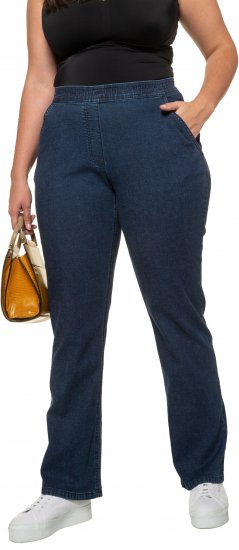 Ulla Popken Straight Leg Elastic Waist Mandy Fit Stretch Jeans Denim Blue - Kavbojke & Hlače v Velikih Številkah – Plus Size - 