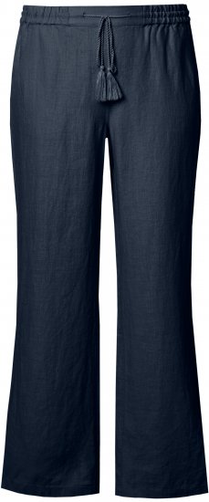Ulla Popken Drawstring Elastic Waist Mary Fit Linen Pants Navy - Kavbojke & Hlače v Velikih Številkah – Plus Size - Kavbojke in hlače, EU 42-70