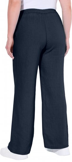 Ulla Popken Drawstring Elastic Waist Mary Fit Linen Pants Navy - Kavbojke & Hlače v Velikih Številkah – Plus Size - Kavbojke in hlače, EU 42-70