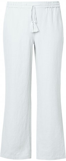 Ulla Popken Drawstring Elastic Waist Mary Fit Linen Pants Snow White - Kavbojke & Hlače v Velikih Številkah – Plus Size - 