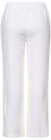 Ulla Popken Drawstring Elastic Waist Mary Fit Linen Pants Snow White - Kavbojke & Hlače v Velikih Številkah – Plus Size - 