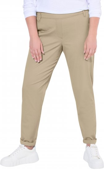 Ulla Popken Chino Elastic Waist Stretch Cotton Pants Brown - Kavbojke & Hlače v Velikih Številkah – Plus Size - 
