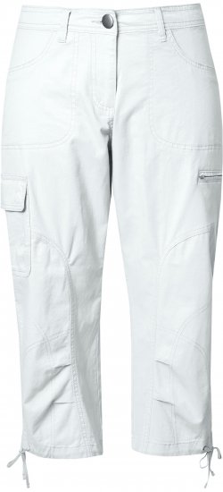 Ulla Popken Stretch Cotton Cargo Crop Pants Snow White - Kavbojke & Hlače v Velikih Številkah – Plus Size - 