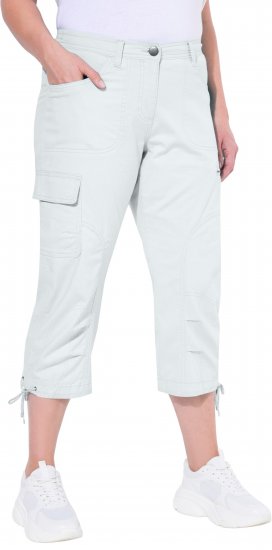 Ulla Popken Stretch Cotton Cargo Crop Pants Snow White - Kavbojke & Hlače v Velikih Številkah – Plus Size - 