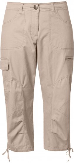 Ulla Popken Stretch Cotton Cargo Crop Pants Beige - Kavbojke & Hlače v Velikih Številkah – Plus Size - 
