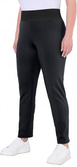 Ulla Popken Slim Leg Sienna Fit Ponte Stretch Knit Pants Black - Kavbojke & Hlače v Velikih Številkah – Plus Size - 